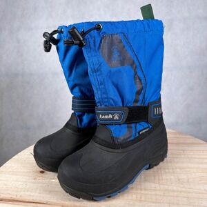 Kamik Snow Boots Kids 13 Blue Black Good Waterproof Insulated Winter